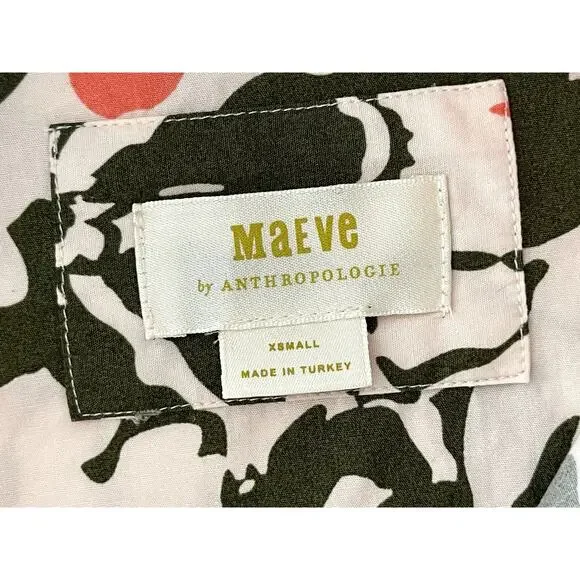 Maeve Anthropologie Sz XS Bettina Shirtdress Cotton Abstract Mini Babydoll Boho - Picture 15 of 16